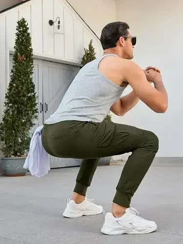 Comdecevis Men's Cargo Jogger Pants Stretch Sweatpants Slim Fit Tactical Pants with Zipper Pockets Casual Trousers - 6