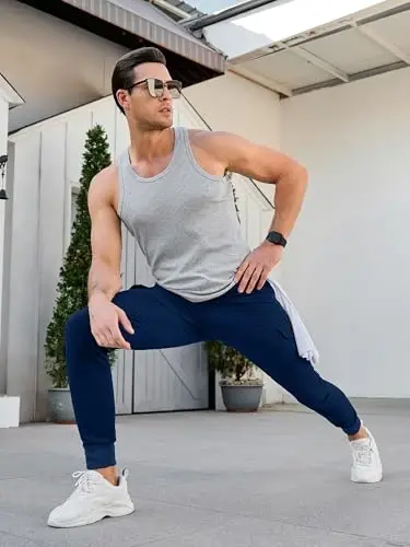 Comdecevis Men's Slim Fit Stretch Casual Cargo Joggers | 4-Way Stretch, Lightweight Quick Dry, Zipper Pockets, Workout & Track Trousers, Hiking & Work Pants - 3