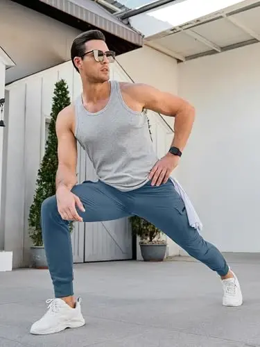Comdecevis Men's Slim Fit Stretch Casual Cargo Joggers | 4-Way Stretch, Lightweight Quick Dry, Zipper Pockets, Workout & Track Trousers, Hiking & Work Pants - 3