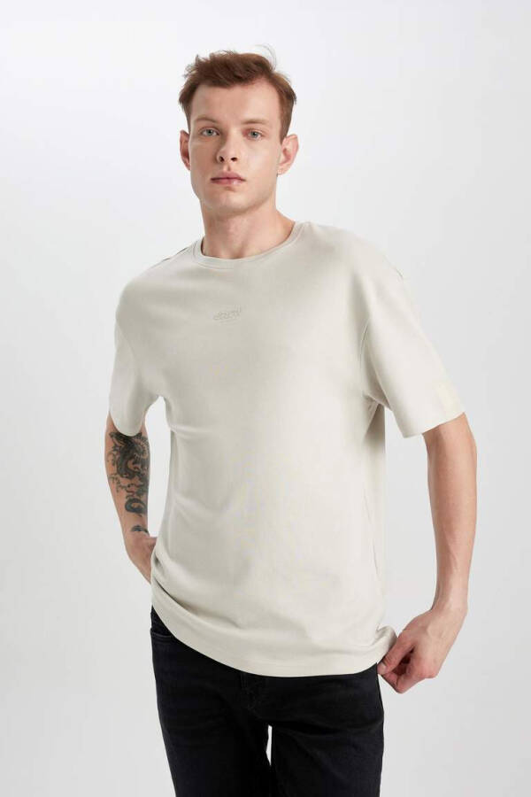 Comfort Fit Crew Neck Printed Short Sleeve Heavyweight T-Shirt - 7