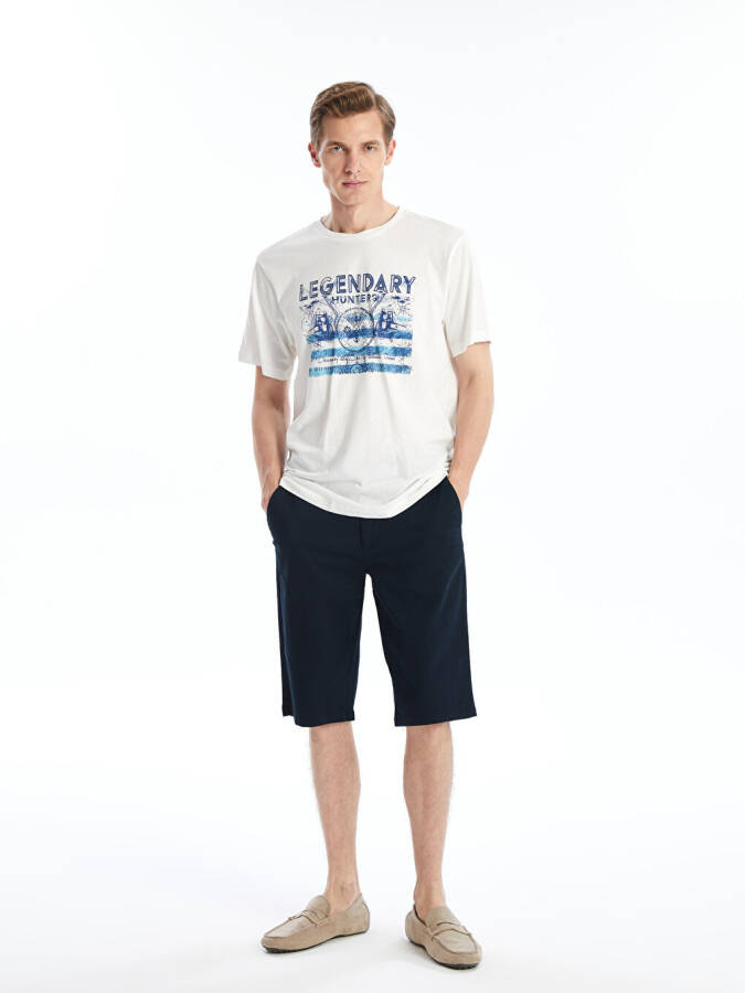 Comfort Fit Men's Bermuda Shorts-Navy Blue - 1