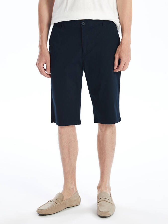 Comfort Fit Men's Bermuda Shorts-Navy Blue - 2