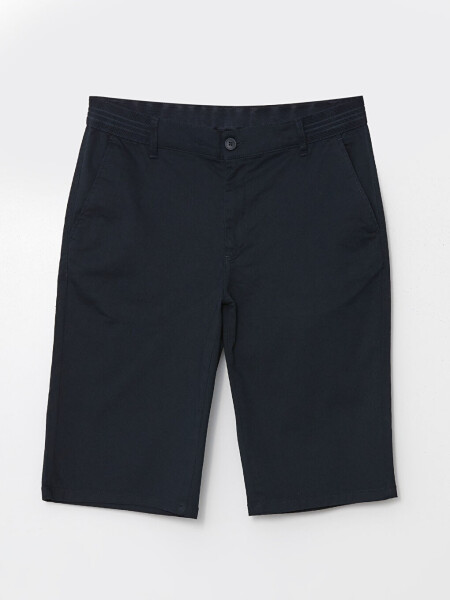 Comfort Fit Men's Bermuda Shorts-Navy Blue - 5