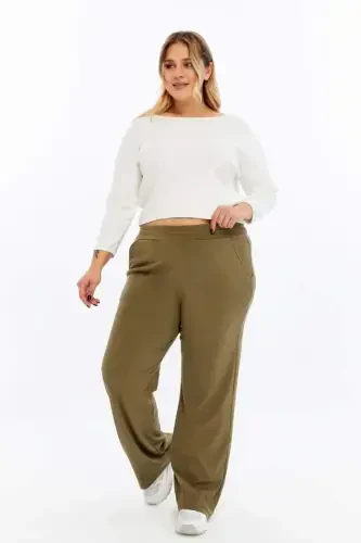Comfort Fit Plus Size Basic Pants Khaki - 6