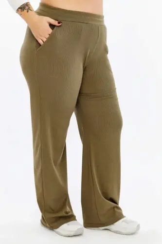 Comfort Fit Plus Size Basic Pants Khaki - 2