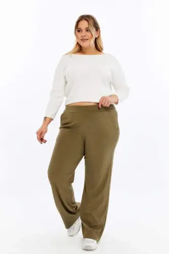 Comfort Fit Plus Size Basic Pants Khaki - 6