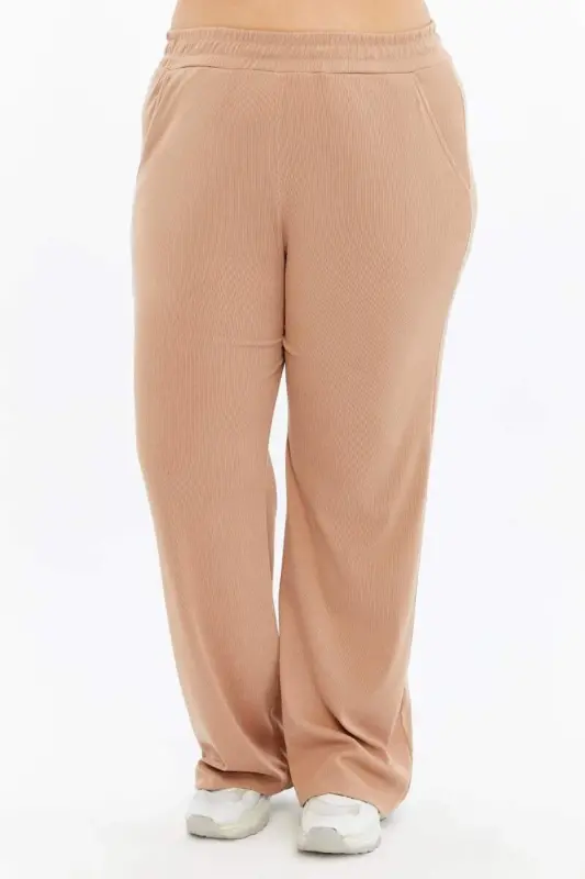 Comfort Fit Plus Size Basic Trousers Mink - 1