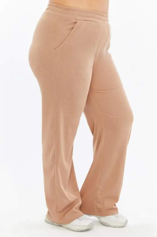 Comfort Fit Plus Size Basic Trousers Mink - 2