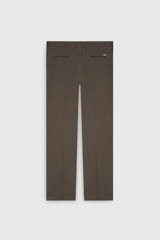 Comfort Fit Rahat Kesim Pamuklu Esnek Diagonal Desenli Yan Cep Casual Açık Kahve Pantolon - Açık Kahve - 4