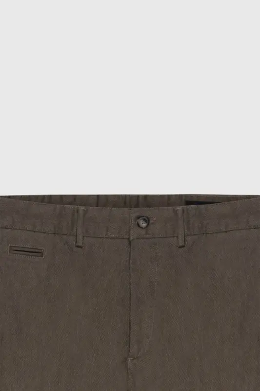 Comfort Fit Relaxed Fit Cotton Stretch Diagonal Pattern Side Pocket Casual Light Brown Trousers-Light Brown - 2