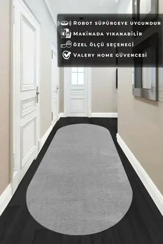 Comfort Oval Overlocked Plush Carpet Gray-Gray Overlocked Oval 