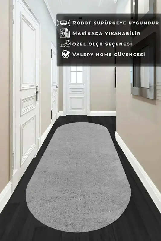 Comfort Oval Overlocked Plush Carpet Gray-Gray Overlocked Oval - 1