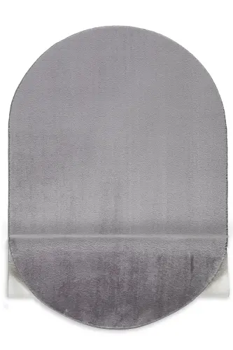 Comfort Oval Overlocked Plush Carpet Gray-Gray Overlocked Oval - 5