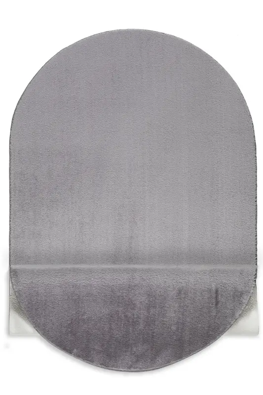 Comfort Oval Overloklu Peluş Halı Gri - Gri Overloklu Oval - 5