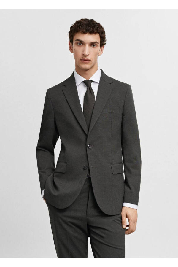 Comfort Strech Kumaş Dar Kesim Blazer Ceket - Yeşil - 1