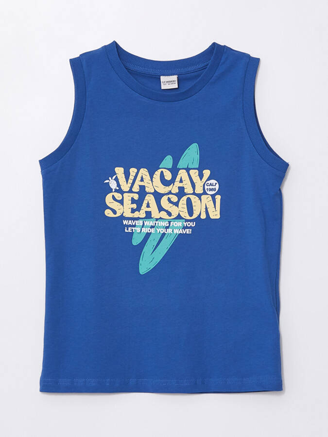 Comfortable Fit Bike Neck Printed Boys' Tank Top - 4