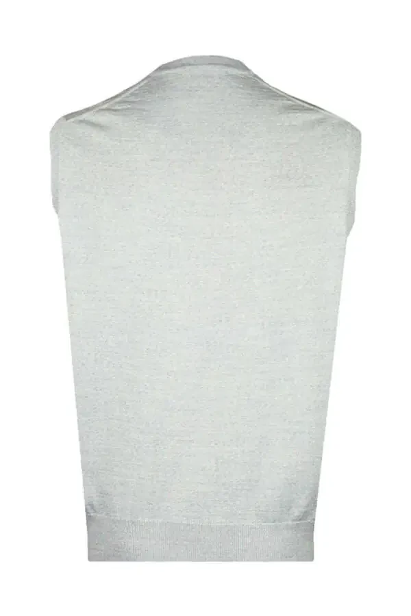 Comfortable Fit Grey Melange Wool Sweater - 2