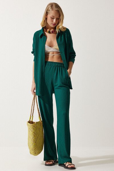 Comfortable Knit Shirt and Pants Set DARK GREEN - 8