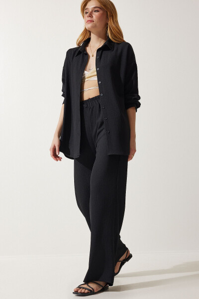 Comfortable Knit Shirt & Pants Set BLACK - 9