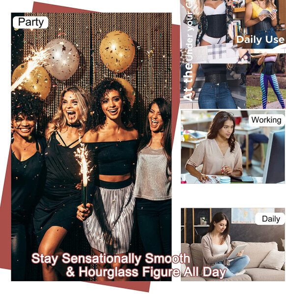 COMFREE Fajas Colombianas Reductoras Classic Latex Waist Trainer for Women Long Torso Cincher Corsets Body Shaper - 6