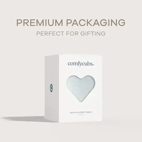 Comfy Cubs Baby Hooded 9 Layer Muslin Cotton Towel for Kids, Large 32” x 32”, Ultra Soft, Warm, and Absorbent. Baby Essentials Bath Towels, Cute Unisex Cover for Girls and Boys (Pack of 1, White) - 2