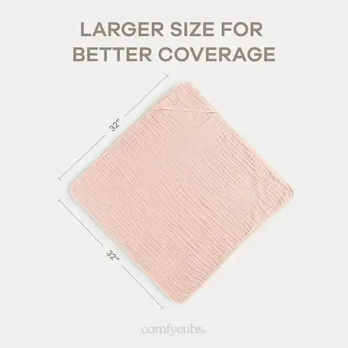 Comfy Cubs Hooded Baby Towel 2-Pack, Large 32 x 32 Inch - 6 Layer 100% Muslin Cotton for Babies, Toddlers and Kids - Soft & Absorbent Baby Bath Towels - Unisex Design for Bath Time - Lace - 3