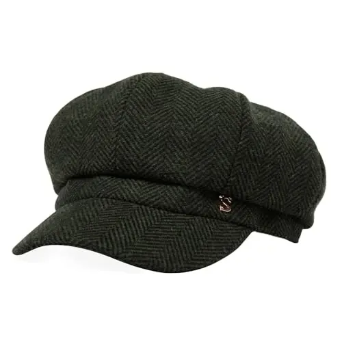 Comhats Kadın Merinos Moda Newsboy Şapka Yün Vizör Bere Şoför Şapkası Bayan - 1