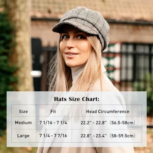 Comhats Kadın Merinos Moda Newsboy Şapka Yün Vizör Bere Şoför Şapkası Bayan - 3