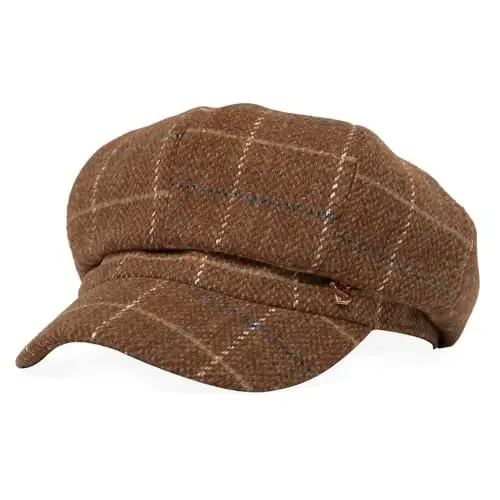 Comhats Women's Wool Winter Warm Newsboy Hats, Fashion Pageboy Beret Cap | Wool Newsboy Cap, Fleece Satin Lined, Elastic Adjustable Baker Cabbie Paperboy Beret Hat, Warm Fall Winter Brim, Big Head - 1
