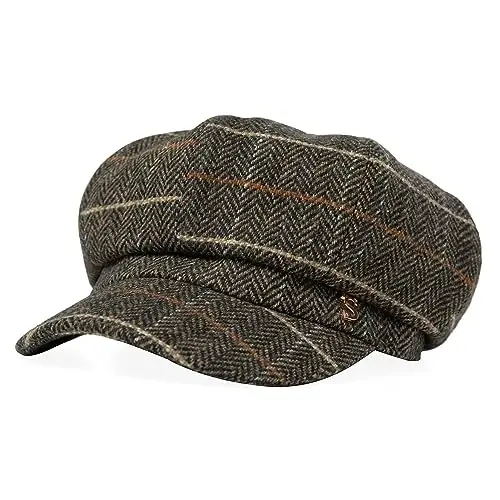 Comhats Women's Wool Winter Warm Newsboy Hats, Fashion Pageboy Beret Cap | Wool Newsboy Cap, Fleece Satin Lined, Elastic Adjustable Baker Cabbie Paperboy Beret Hat, Warm Fall Winter Brim, Big Head 