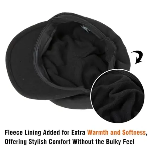 Comhats Women's Wool Winter Warm Newsboy Hats, Fashion Pageboy Beret Cap | Wool Newsboy Cap, Fleece Satin Lined, Elastic Adjustable Baker Cabbie Paperboy Beret Hat, Warm Fall Winter Brim, Big Head - 6
