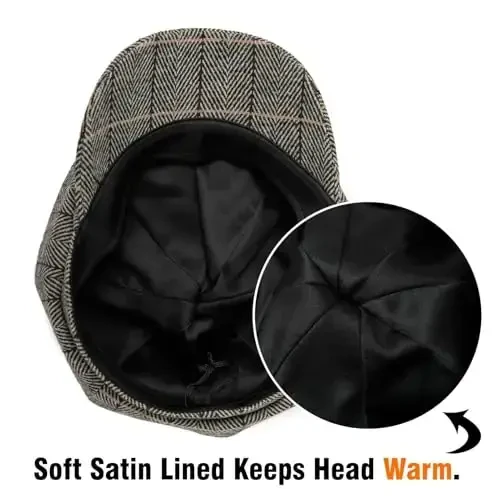 Comhats Winter Fashion Newsboy Hats for Women Satin Lined Cute Cabbie Pageboy Caps Beret Medium Large - 2