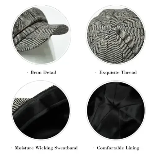 Comhats Winter Fashion Newsboy Hats for Women Satin Lined Cute Cabbie Pageboy Caps Beret Medium Large - 6