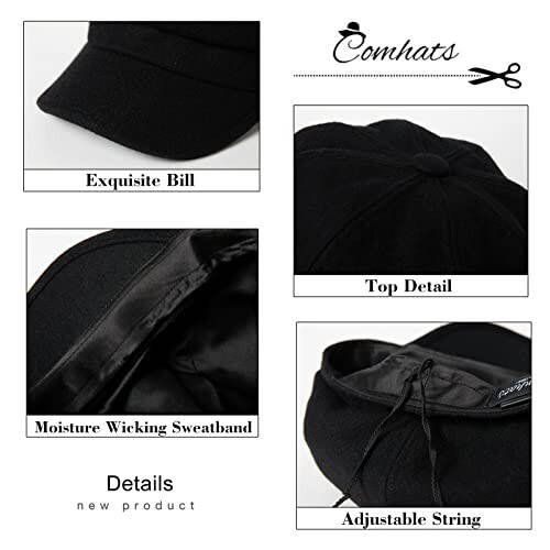 Comhats Womens Merino Fashion Newsboy Hats Wool Visor Beret Cabbie Cap Ladies - 11