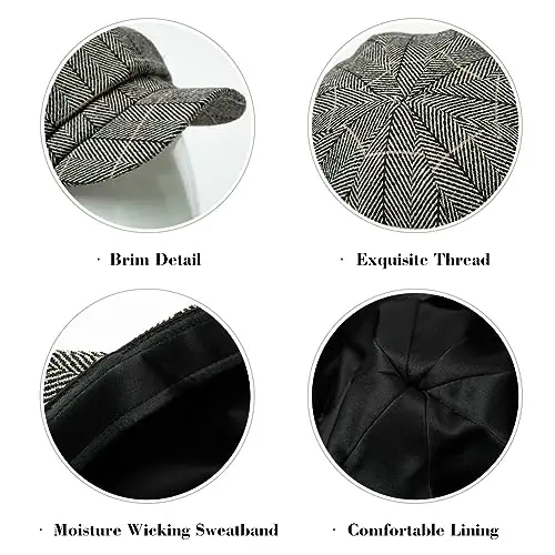 Comhats Womens Merino Fashion Newsboy Hats Wool Visor Beret Cabbie Cap Ladies - 6