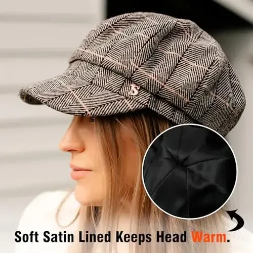 Comhats Womens Merino Fashion Newsboy Hats Wool Visor Beret Cabbie Cap Ladies - 4