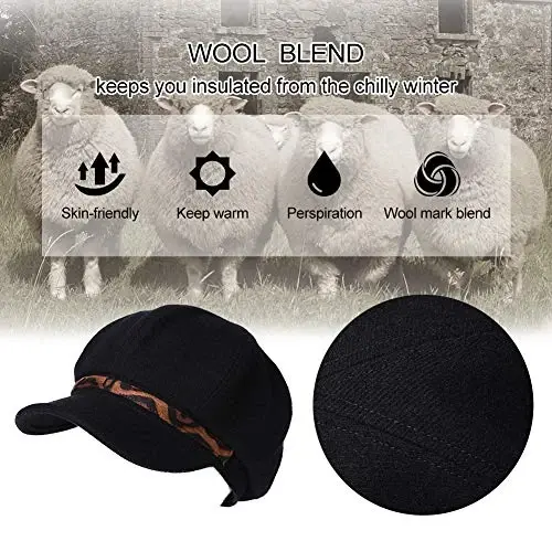 Comhats Wool Fashion Newsboy Hats for Women Winter Warm Pageboy Cabbie Cap Beret - 3