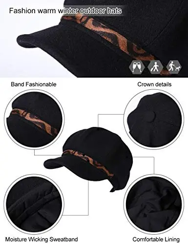 Comhats Wool Fashion Newsboy Hats for Women Winter Warm Pageboy Cabbie Cap Beret - 5