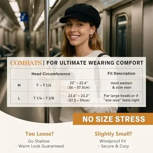 Comhats Wool Fashion Newsboy Hats for Women Winter Warm Pageboy Cabbie Cap Beret - 5