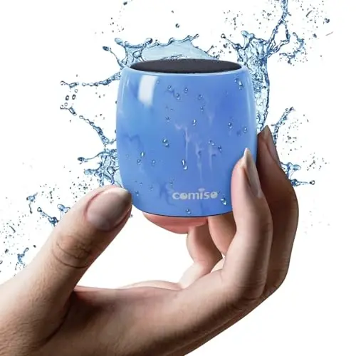 comiso Small Bluetooth Speaker, IPX7 Waterproof Speaker with Robust Bass and Stereo Sound, Wireless Speakers with Hands-Free Call, Portable Speakers for Hiking, Car or Trip, Ideal Gift for Men, Women - 1