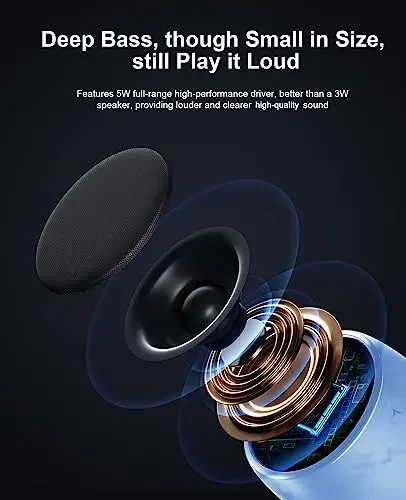 comiso Small Bluetooth Speaker, IPX7 Waterproof Speaker with Robust Bass and Stereo Sound, Wireless Speakers with Hands-Free Call, Portable Speakers for Hiking, Car or Trip, Ideal Gift for Men, Women - 2