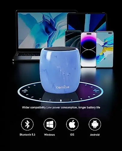 comiso Small Bluetooth Speaker, IPX7 Waterproof Speaker with Robust Bass and Stereo Sound, Wireless Speakers with Hands-Free Call, Portable Speakers for Hiking, Car or Trip, Ideal Gift for Men, Women - 4