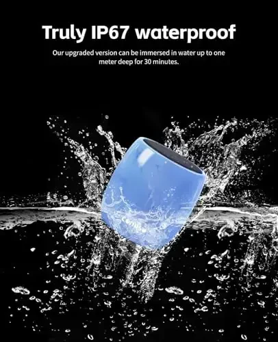 comiso Small Bluetooth Speaker, IPX7 Waterproof Speaker with Robust Bass and Stereo Sound, Wireless Speakers with Hands-Free Call, Portable Speakers for Hiking, Car or Trip, Ideal Gift for Men, Women - 3