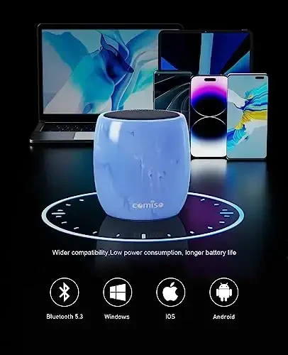 comiso Small Bluetooth Speaker, IPX7 Waterproof Speaker with Robust Bass and Stereo Sound, Wireless Speakers with Hands-Free Call, Portable Speakers for Hiking, Car or Trip, Ideal Gift for Men, Women - 4