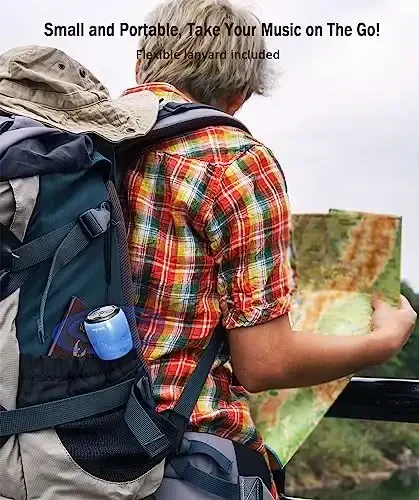 comiso Small Bluetooth Speaker, IPX7 Waterproof Speaker with Robust Bass and Stereo Sound, Wireless Speakers with Hands-Free Call, Portable Speakers for Hiking, Car or Trip, Ideal Gift for Men, Women - 6