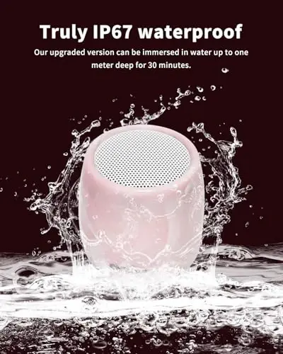 comiso Small Speaker, IPX7 Suv o‘tkazmaydigan Bluetooth karnay Stereo ovoz va kuchli bas bilan, Qo‘lsiz qo‘ng‘iroq bilan mini karnaylar, Dush, ichki va tashqi makon uchun portativ karnaylar, Erkaklar, ayollar uchun sovg‘a - 3