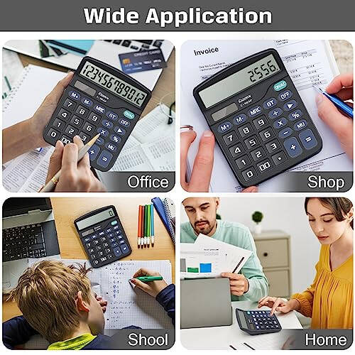 Comix Desktop Calculator 12 Digit with Large LCD Display and Big Button, 12 Digits Baisc Calculator, Solar Battery Dual Powered, for Office Home School C-1832 (Black) - 7