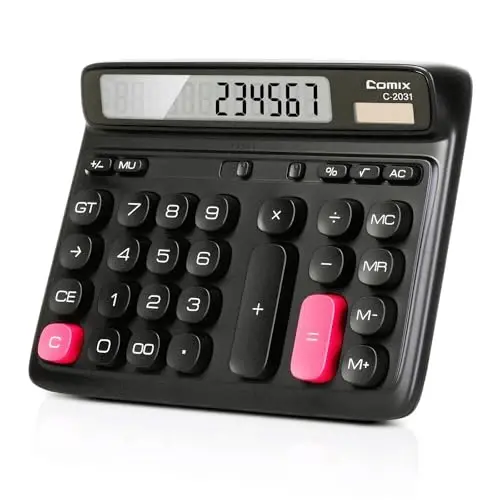 Comix Desktop Calculator Katta LCD displeyli va Katta tugmachali 12 xonali kalkulyator, 12 xonali Baisc kalkulyator, Quyosh batareyasi bilan ikki tomonlama quvvatlanadi, Ofis uy maktabi uchun C-1832(Yashil) - 1