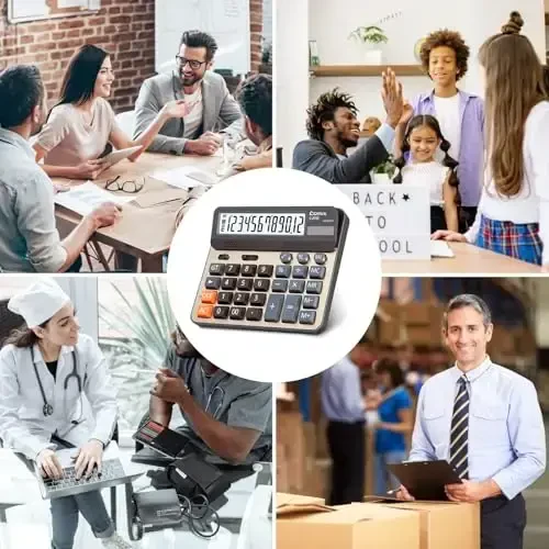 Comix Desktop Calculator, Large Computer Keys, 12 Digits Display, Champaign Gold Color Panel, C-2735, 2-Pack - 7