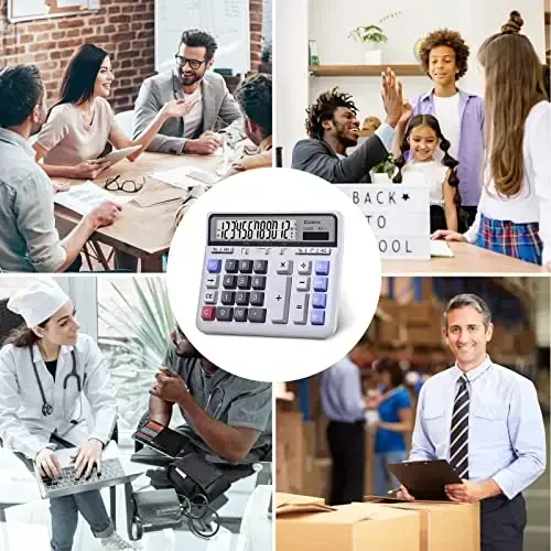 Comix Desktop Calculator Solar Battery Dual Power with 12-Digit Large LCD Display and Large Computer Keys Standard Function Calculator for Home Office School, White(2 Pack) - 4